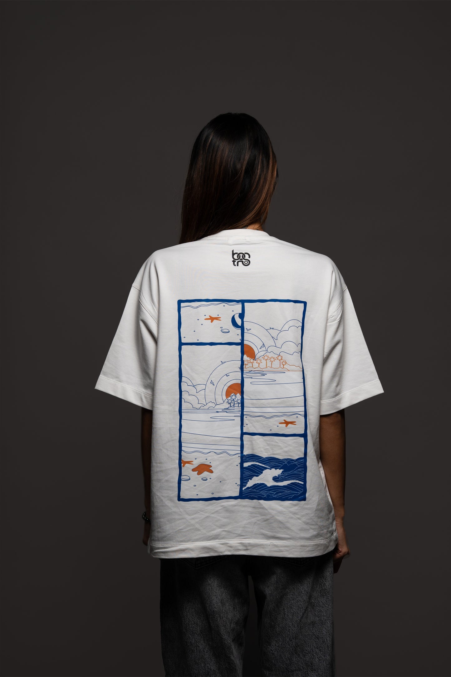 White Oceanic Edition Oversized T-Shirt – 240 GSM Cotton | Bostrowear