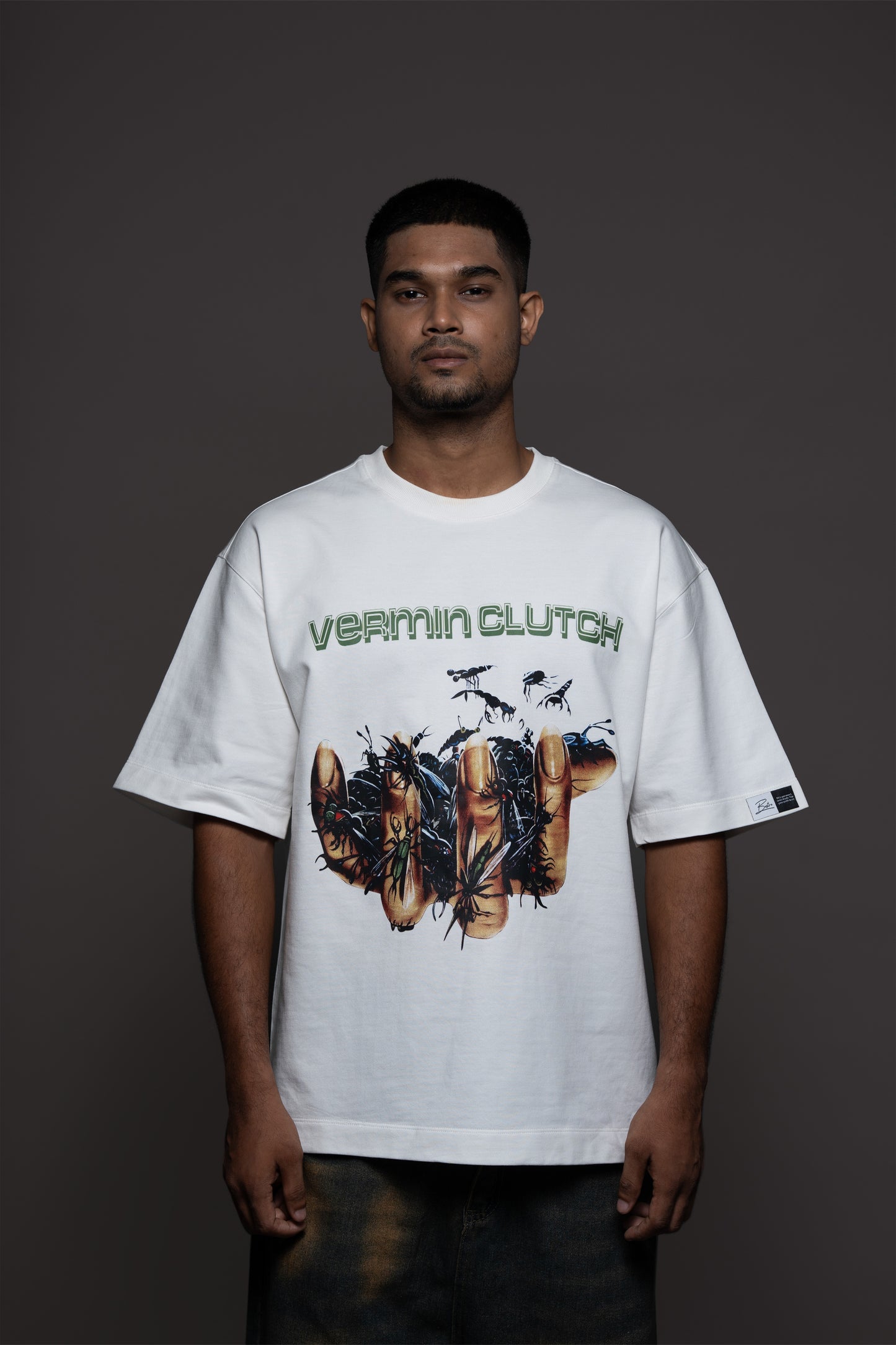 White Vermin Clutch Oversized T-Shirt – 240 GSM Cotton | Bostrowear