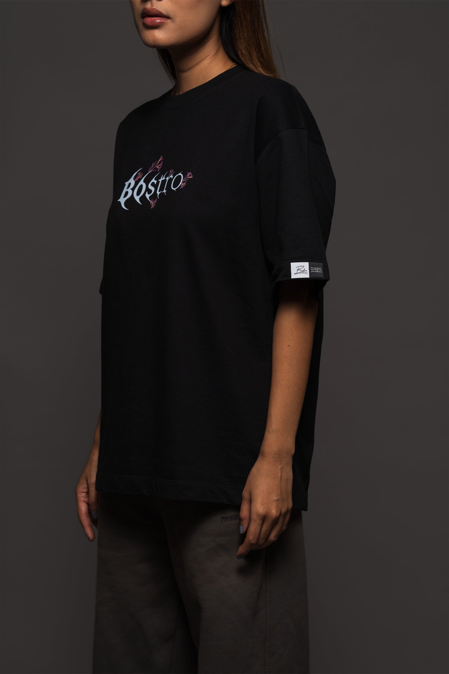 Black Ethereal Decay Oversized T-Shirt – 240 GSM Cotton | Bostrowear
