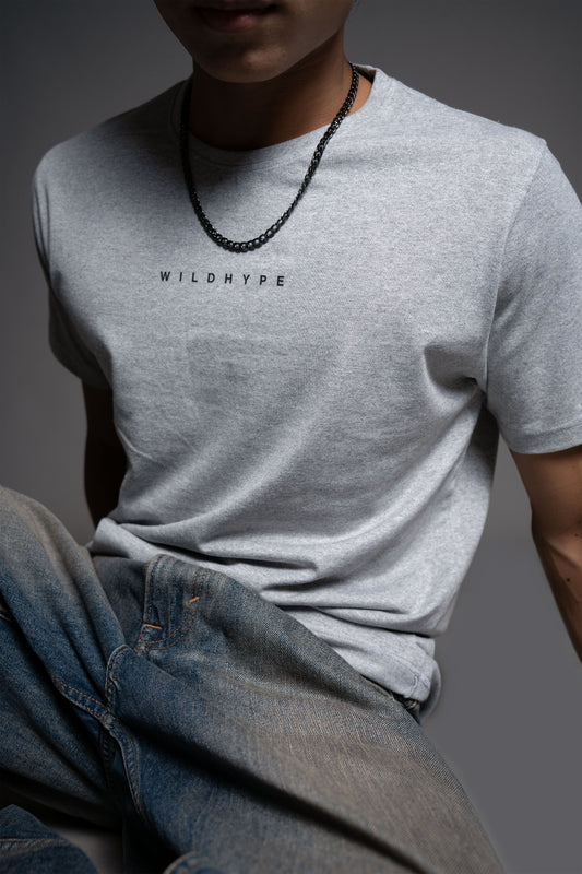 Wild Hype Heather Grey Regular T-Shirt – 180 GSM Pima Cotton | Bostrowear