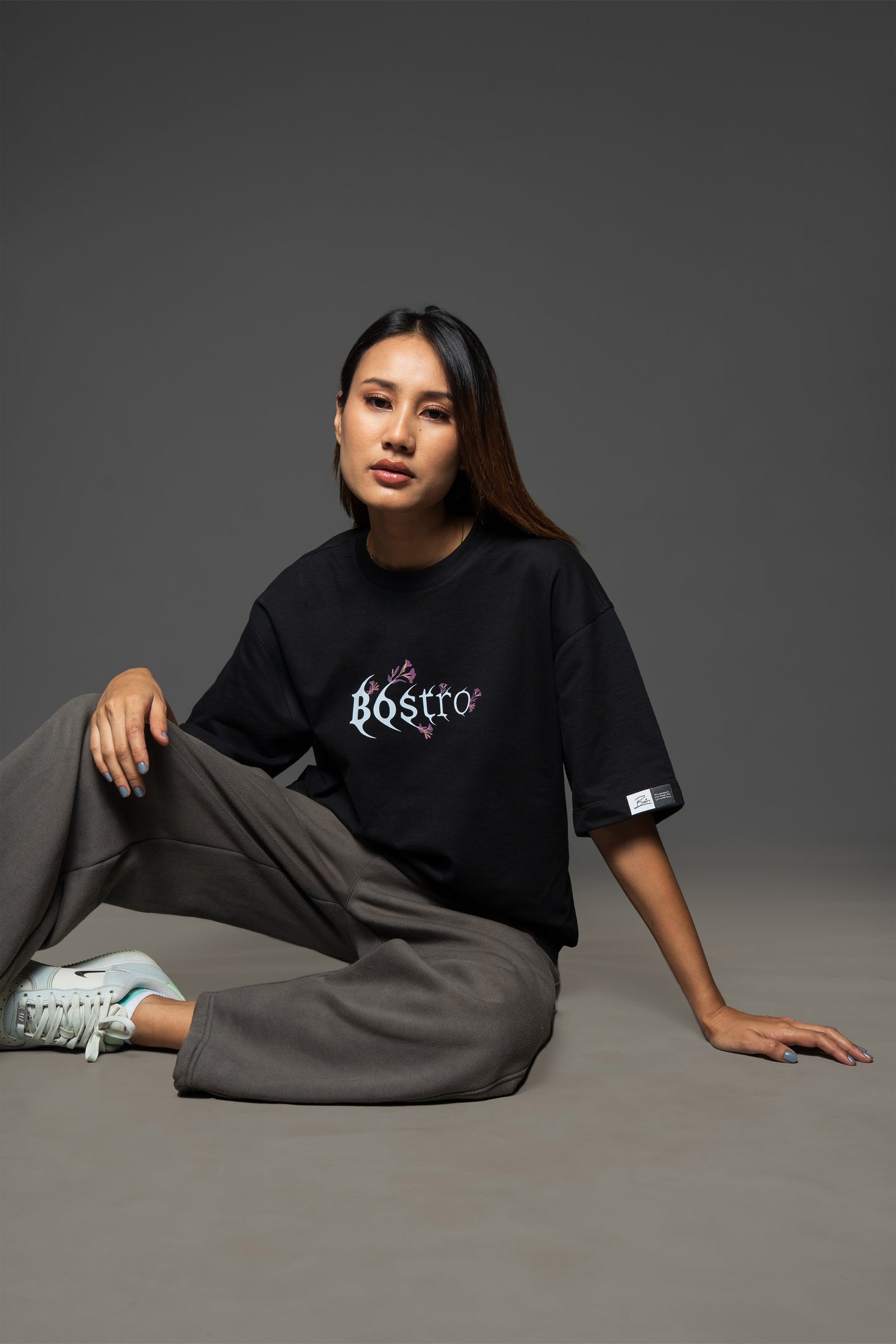 Black Ethereal Decay Oversized T-Shirt – 240 GSM Cotton | Bostrowear