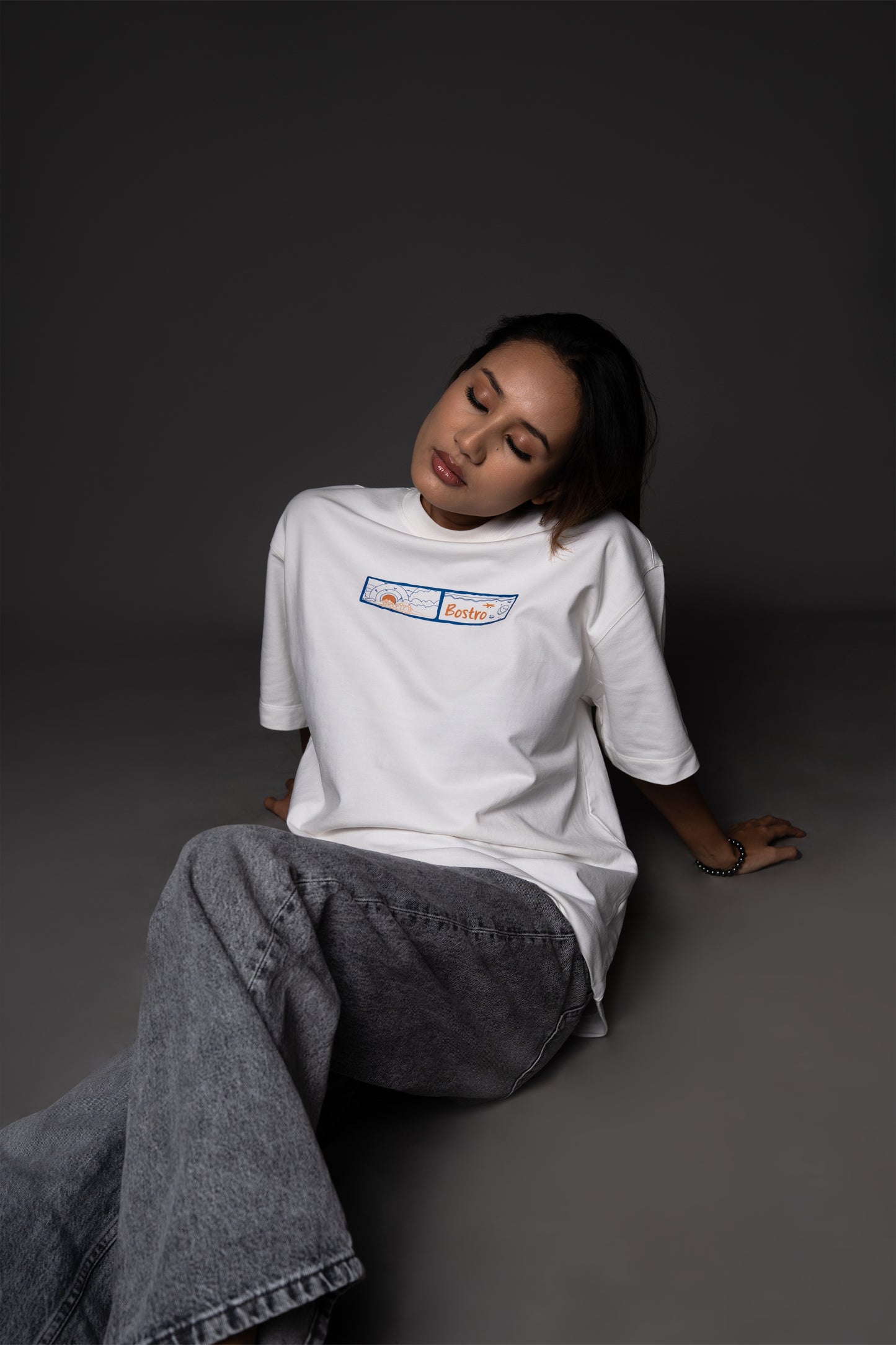 White Oceanic Edition Oversized T-Shirt – 240 GSM Cotton | Bostrowear