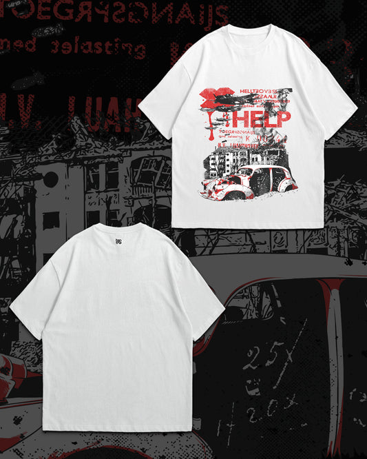 White Old City Oversized T-Shirt – 240 GSM Heavy Cotton | Bostrowear