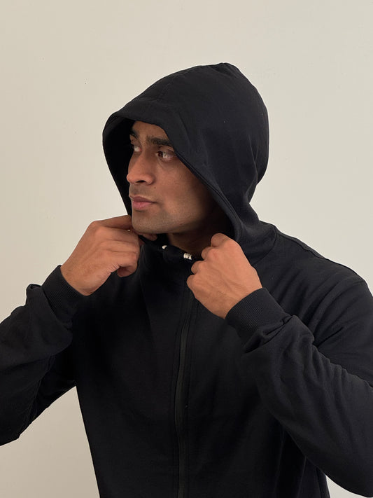 Turtle Neck Hoodie | Black| 100% Cotton | Bostrowear