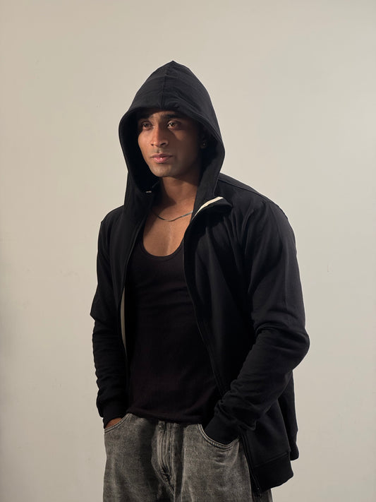 Turtle Neck Hoodie | Black| 100% Cotton | Bostrowear