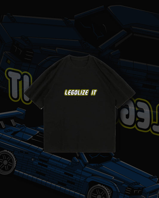 BOSTRO BLACK OVERSIZED LEGOLIZE IT T-SHIRT 220 GSM HEAVY GAUGE