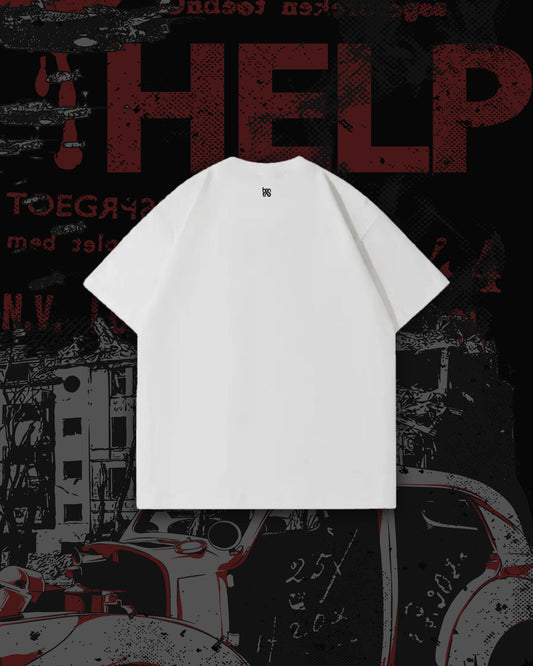 BOSTRO WHITE OVERSIZED OLD CITY T-SHIRT 220 GSM HEAVY GAUGE