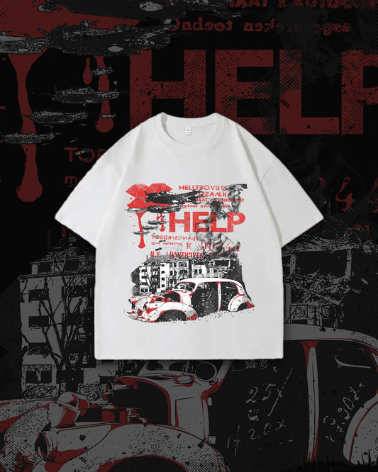 BOSTRO WHITE OVERSIZED OLD CITY T-SHIRT 220 GSM HEAVY GAUGE