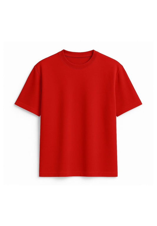 Red Solid Regular Crewneck T-Shirt – 180 GSM Pima Cotton | Bostrowear