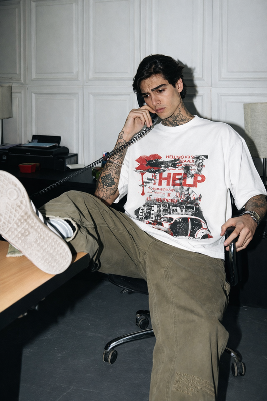 White Old City Oversized T-Shirt – 240 GSM Heavy Cotton | Bostrowear