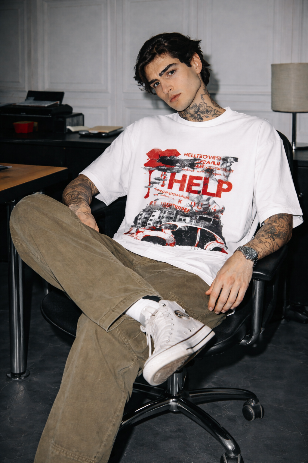 White Old City Oversized T-Shirt – 240 GSM Heavy Cotton | Bostrowear